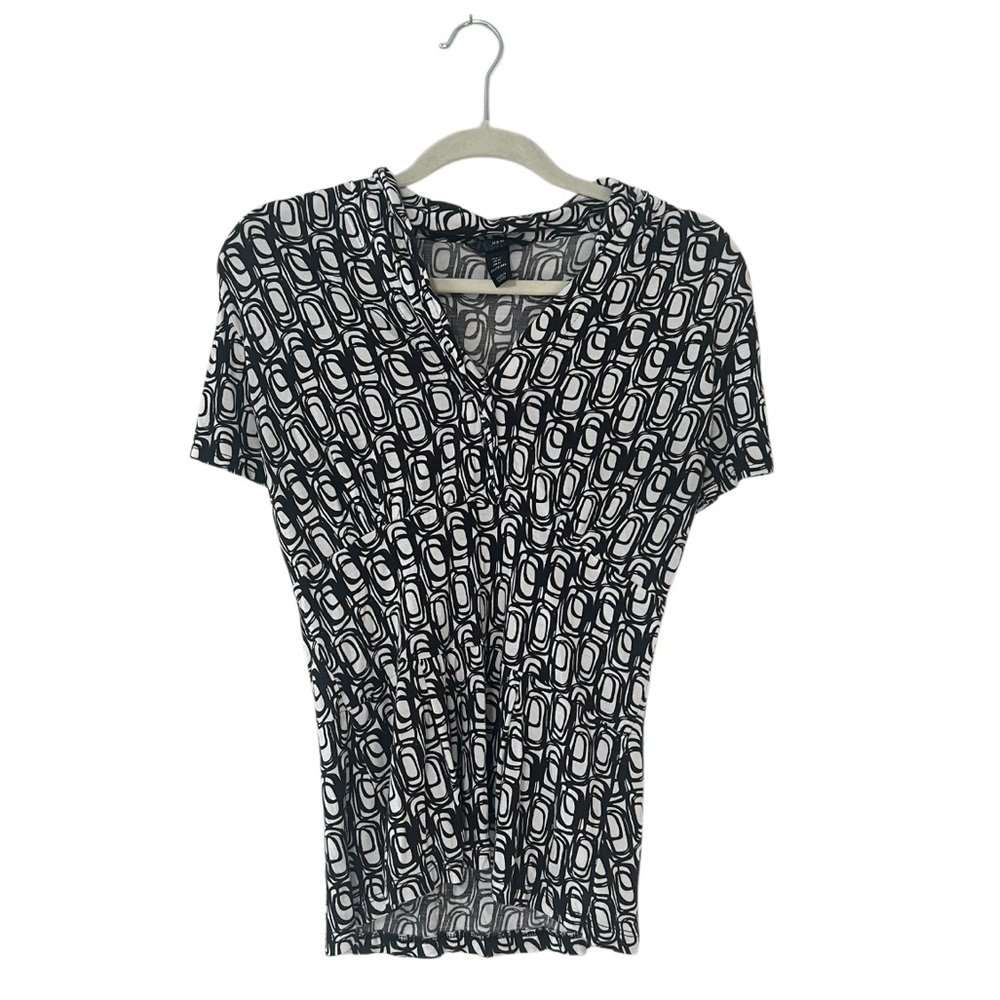 H&M Chic Black and White Patterned Women's Top